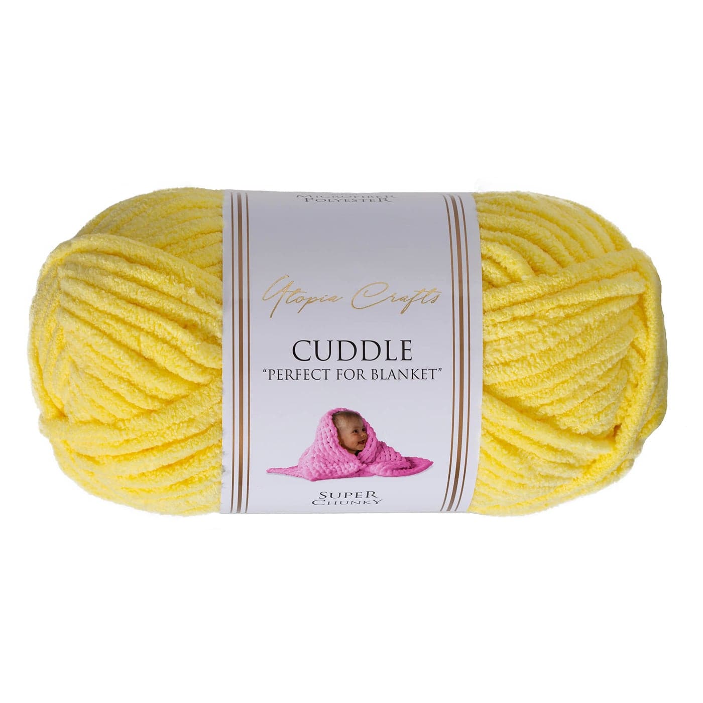 Utopia Crafts Cuddle Super Chunky Chenille Yarn Lemon Yellow 100g 60m Ball Fluffy Soft Easy to Use Ideal Chunky Yarn for Crochet Knitting Machine Washable BeginnerFriendly Wool Alternative