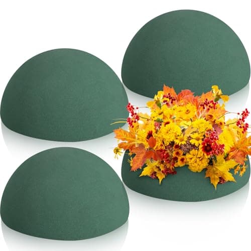 Boao 4 Pcs Half Ball Floral Foam Block Green Wet Dry Flower Foam Green Foam Balls Large Flower Craft for Wedding Artificial Flower Plant Bouquet Arrangement DIY Craft(5.51 x 2.76 Inch)