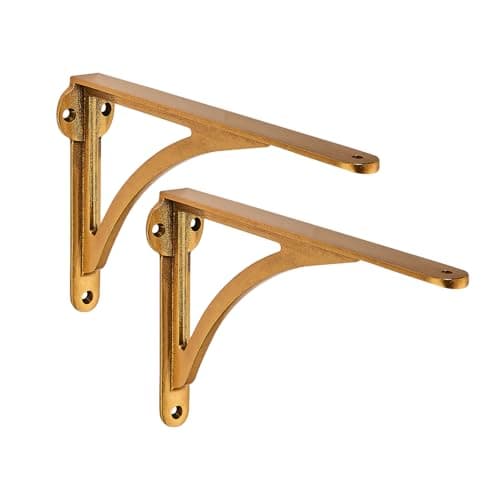 Khtumeware 100 Solid Brass Decorative Shelf Brackets 6inch WallMounted Shelving Brackets 2Pack Antique Brass Vintage Metal Shelf Bracket Victorian Wall Bracket