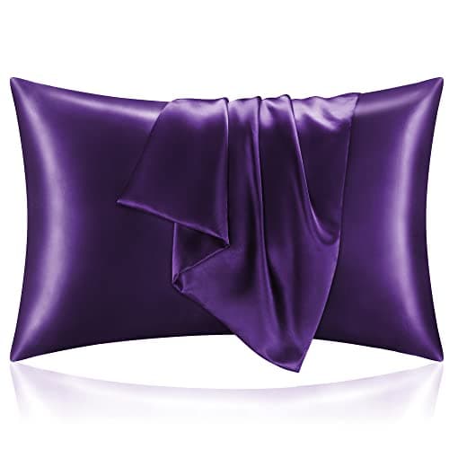 BEDELITE Satin Pillowcase for Hair and Skin Super Soft and Cooling Similar to Silk Pillow Cases 2 Pack with Envelope Closure Gift for Women Men20x30 Queen Size Plum Purple