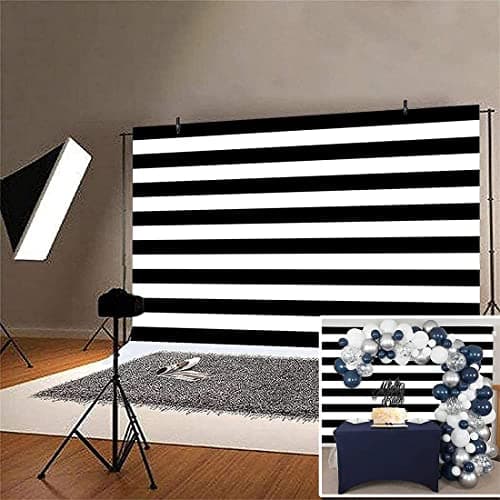 AOFOTO 10x6ft Black and White Striped Photography Backdrop Streak Textured Background Birthday Party Decoration Photo Studio Props Baby Shower Banner Adult Elder Girl Boy Wallpaper