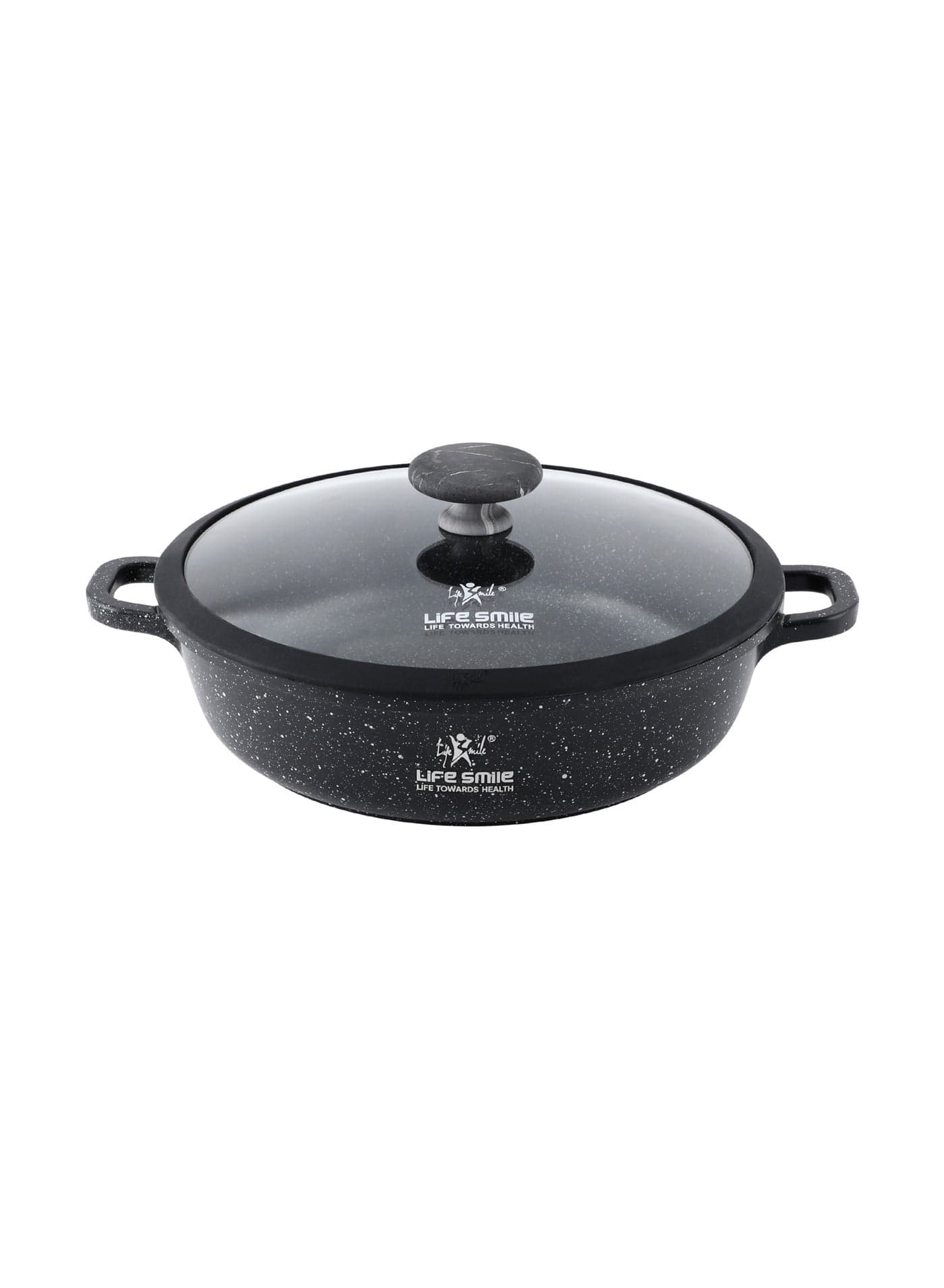 Life Smile 32cm Granite Nonstick Shallow Pot with Lid – Induction Base, 5.5L