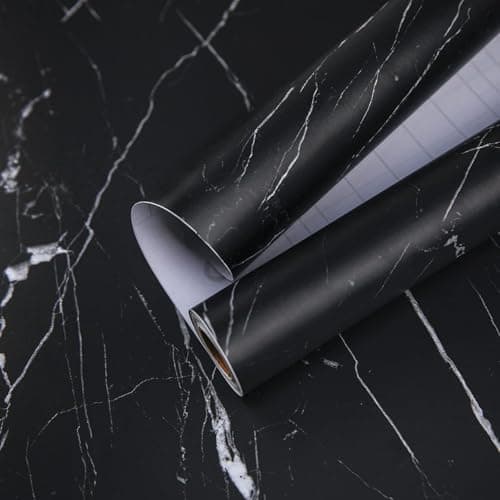 practicalWs 17.71''×196.8'' Marble Contact Paper Black/White Peel and Stick Wallpaper Thicken Self Adhesive Black Wallpaper for Countertops Cabinets Decorative Easy to Remove Upgrade