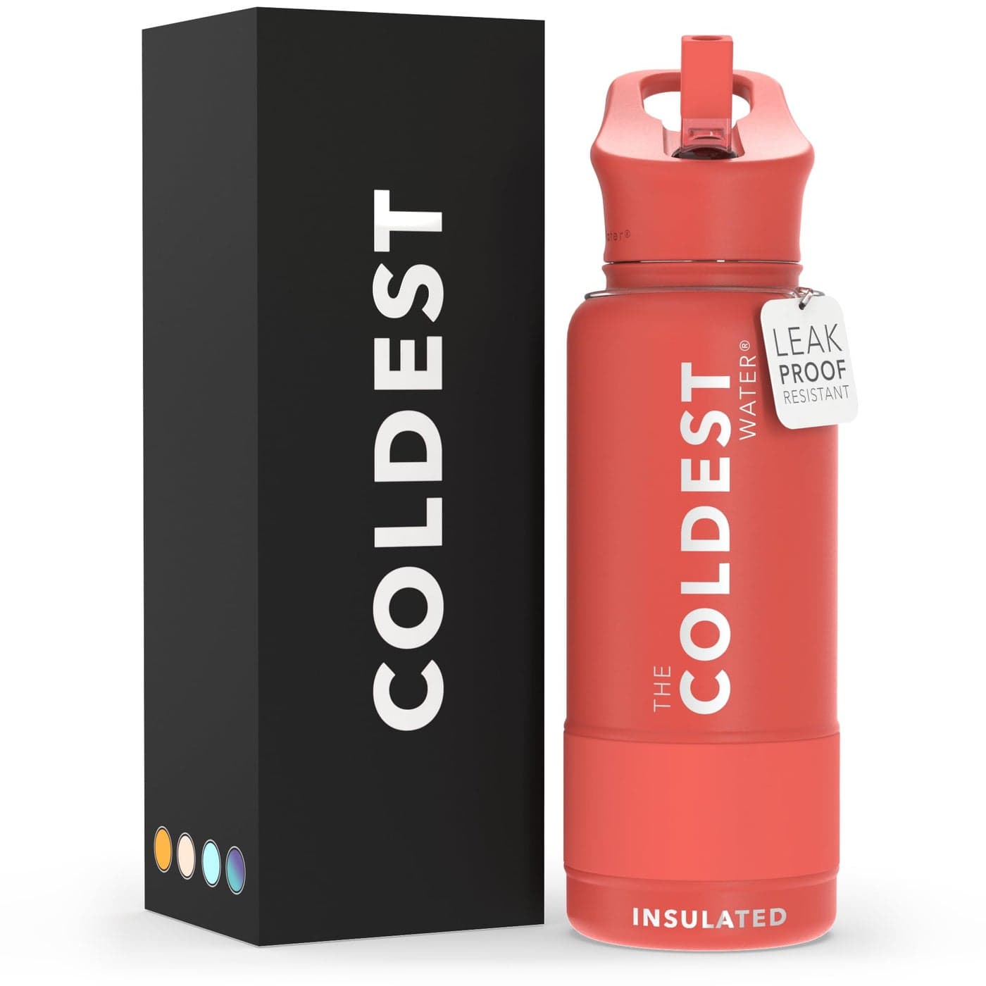 Coldest Insulated Water Bottle with Straw Lid Stainless Steel Metal Thermos for Men Women Crimson Red 32 oz