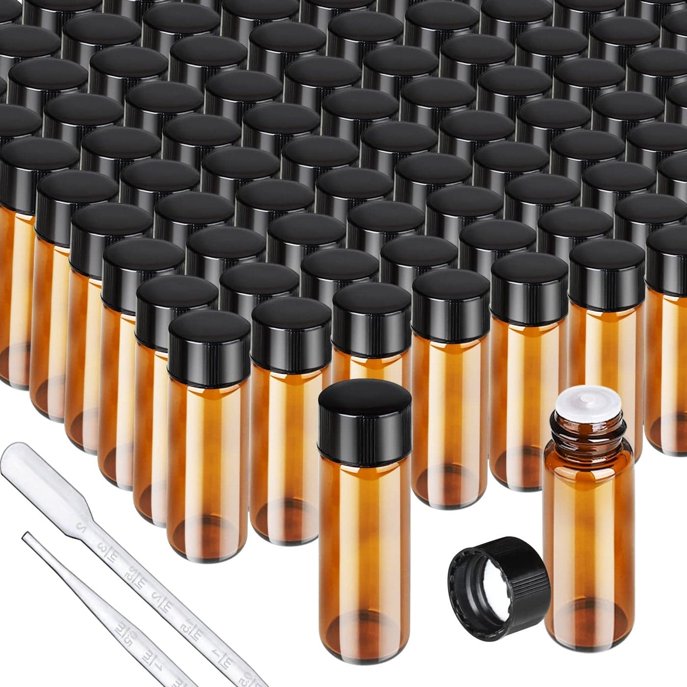 Teenitor 100pcs Essential Oil Bottles 5ml Essential Oil Bottles Empty Glass Anointing Oil Bottles Small 5ml Oil Vial Sample Bottles for Essential Oil
