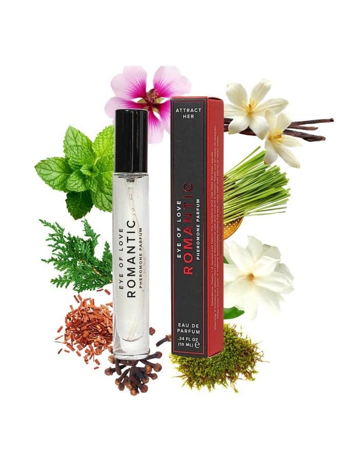 Romantic By Eye of Love Best Pheromone Cologne Parfum Spray to Attract Women, Highest Concentration, Travel size.33 fl. oz. (10 ml)
