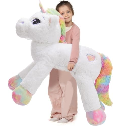 Tezituor 43in Giant Unicorn Plush ToysBig White Unicorn Stuffed AnimalsLovely Birthday Decorations for ChildrenGreat Unicorns Gifts for Girls on Christmas or Childreds Day