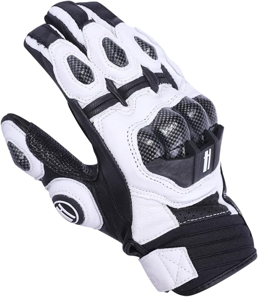 Harssidanzar Leather Full Finger Motorcycle Gloves with Knuckle Protection