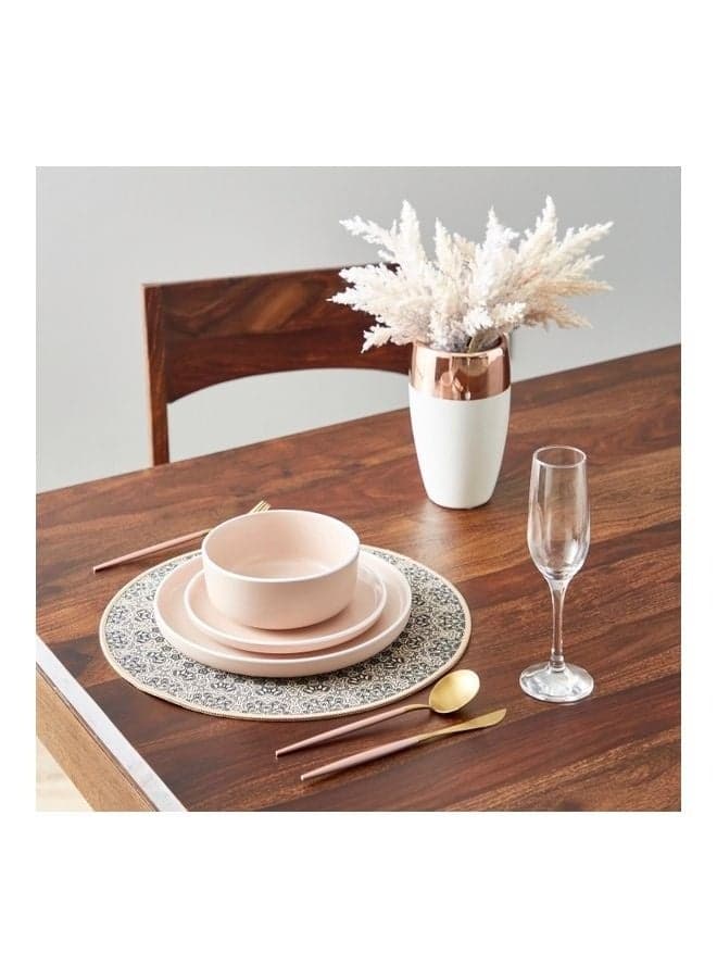 Vintage Mandala Round Rubber Placemat - Non-Slip Black & Beige Dining Mat with Intricate Floral Pattern, Heat Resistant Washable Table Protector for Kitchen & Office Desk