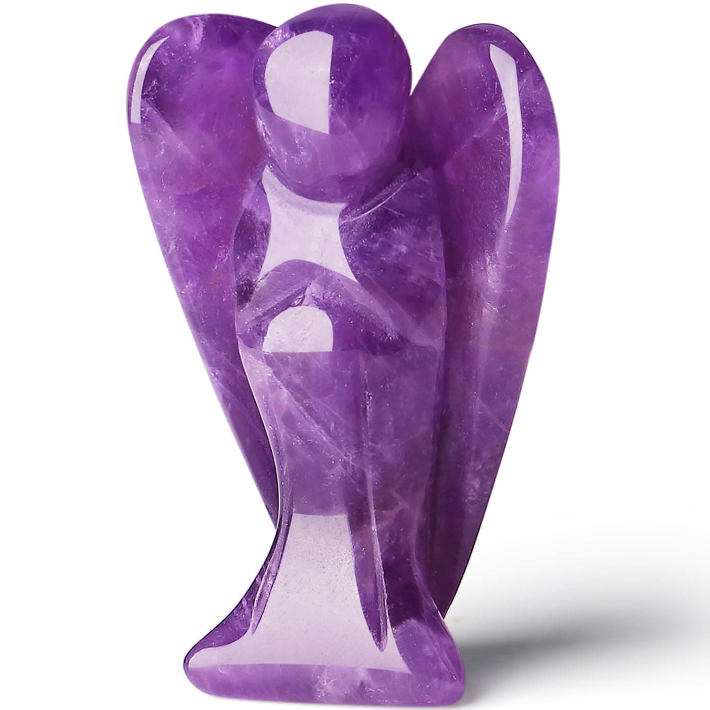 QINJIEJIE Amethyst Crystal Angel Crystals Healing Stones Guardian Angel Statue Pocket Gemstone Purple Decor Polished Peace Cute Carved Angel Figurine Spiritual Purple Gifts for Women Men
