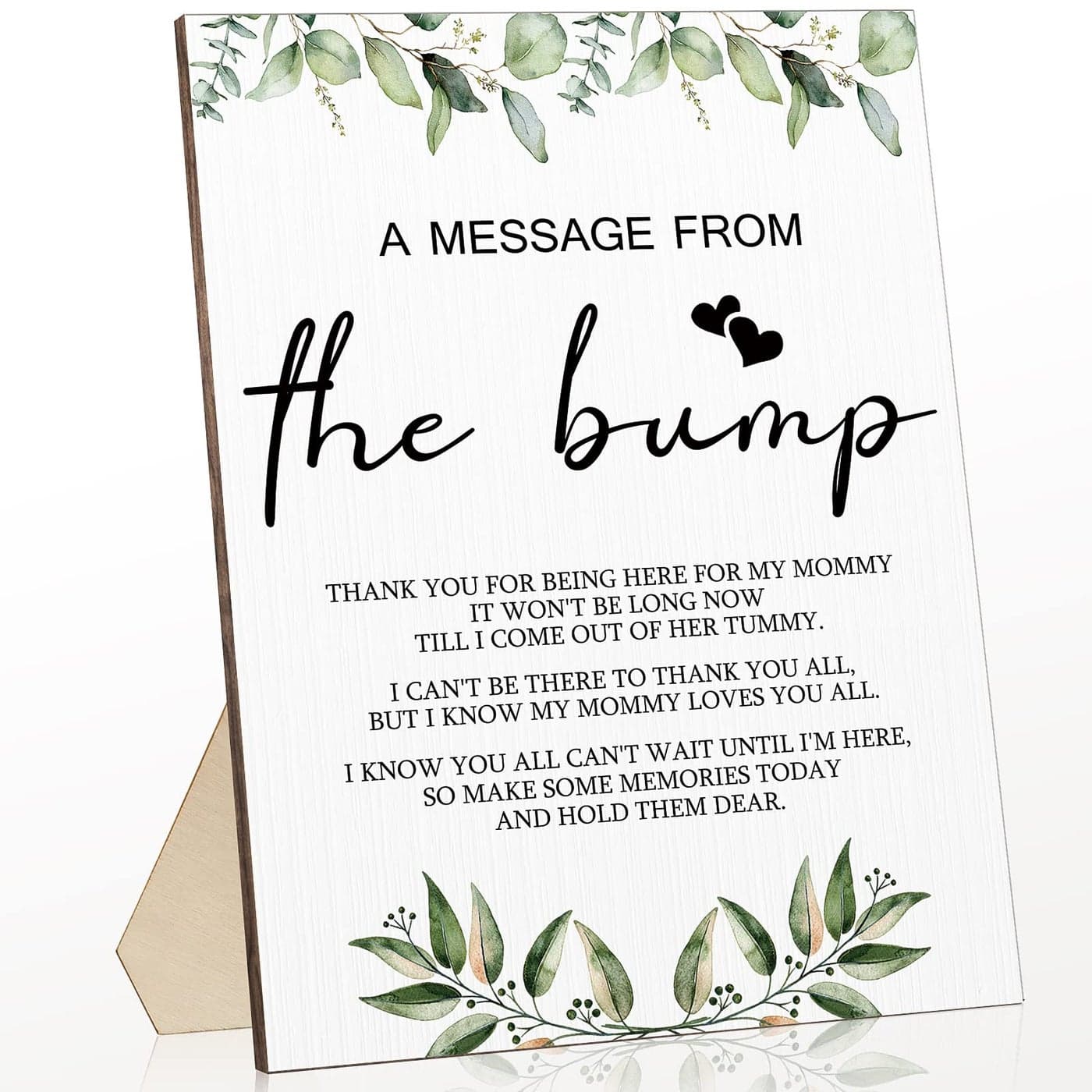 Roowest Cool Baby Shower Tabletop Decoration a Message from the Bump Wooden Baby Shower Games Sign Greenery Cute Gender Reveal Party Thank You Sign 112 x 866 InchesGreenery