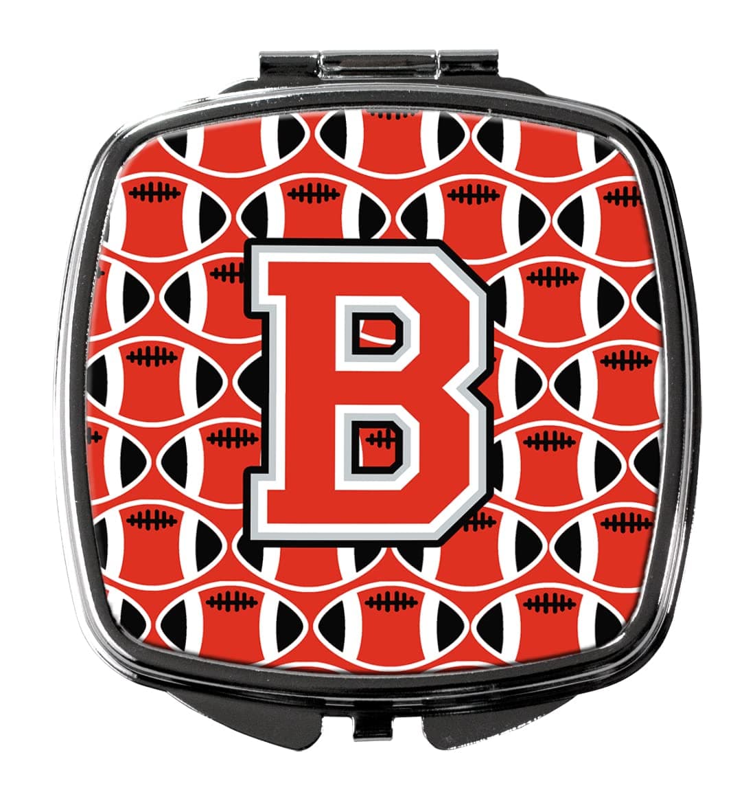 Caroline's Treasures CJ1067-BSCM Letter B Football Scarlet and Grey Compact Mirror Decorative Travel Makeup Mirror for Women Girls Gifts Pocket Makeup Mirror Folding Handheld