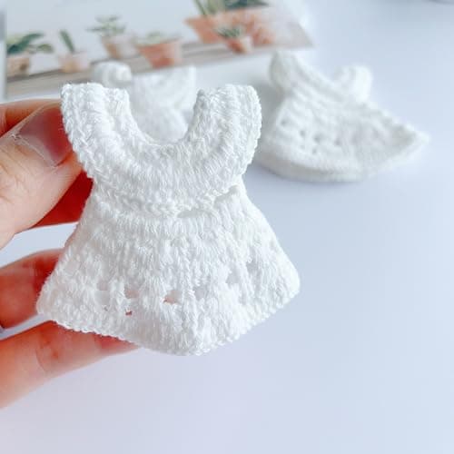 NUO RUI 10 Pcs Miniature Crochet Dress Favors Baby Girl Gifts Baby Shower Party Gifts Gender Reveal Party Favors Newborn Favors Baptism Centerpieces White