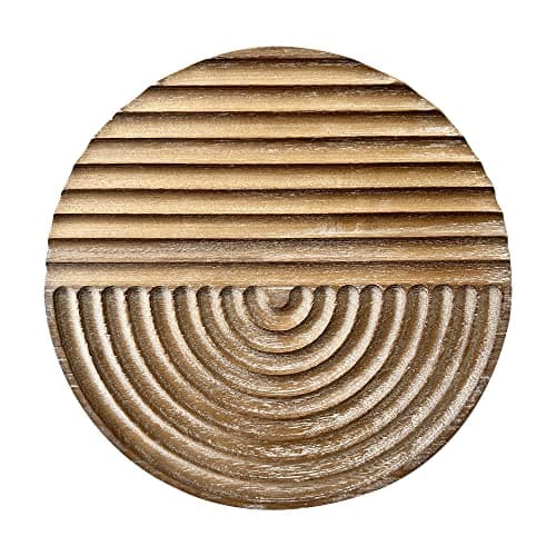 Musanpou Handcarved Wood Wall Decor featuring Artistic Round Design for Farmhouse and Countrystyle Interiors Wall Art Decoration 118 inches x 118 inches Natural