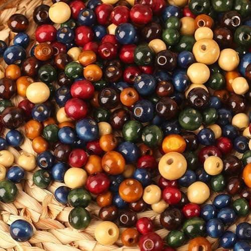 DAHI 580pcs Colorful Wooden Beads 81012mm Assorted Macrame Wooden Loose Spacer Bead Natural Color Wood Beads Painted Wooden Beads for Jewelry Bracelets MakingMix