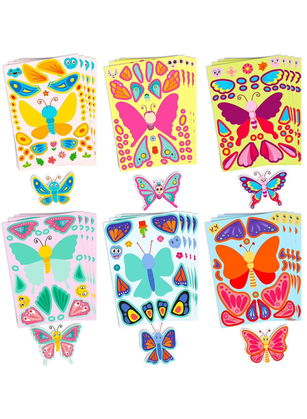 6 Sheets Make Face Stickers Animal Mix and Match Stickers Make Your Own Animal Face Stickers for Kids Toddler DIY Crafts Animal Stickers Kids Activities Party Favor Supplies (Butterfly)