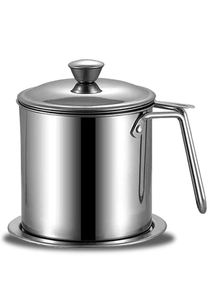 Stainless Steel Oil Storage Can - Strainer Lid and Easy Grip Handle for Frying Oil and Cooking Grease