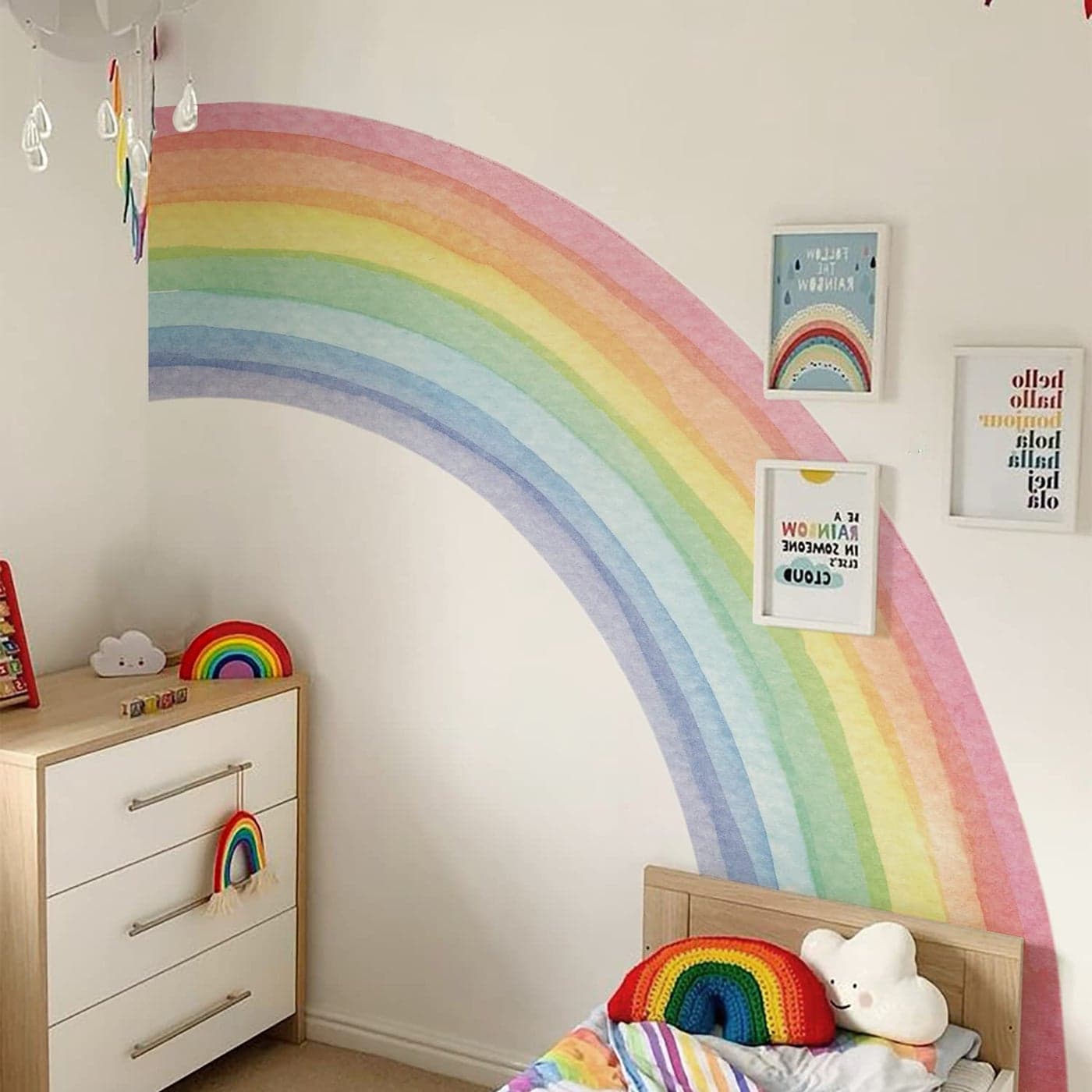 funlife Vinyl Large Rainbow Wall Mural Stickers Peel and Stick Precut Giant Vibrant Half Watercolor Rainbow Wall Decals for Girls Bedroom Kids Nursery Room Playroom 7874 x 7087