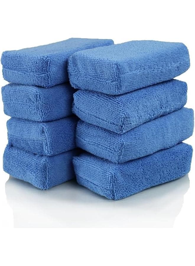 Microfiber Applicator Pads-8Pack, Car Wash Sponge, Premium Microfiber Sponge and Cleaning Pads, Perfect for Effortless Wax, Sealant, and Conditioner Application,Deep Clean Glass