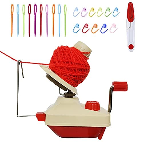 Yarn Ball Winder, Ball Winder for Knitting, Crocheting - Portable Swift-Compatible Tool (Swift Excluded) with Free Scissors & 20 Needles, Effortless Storage & Time-Saving