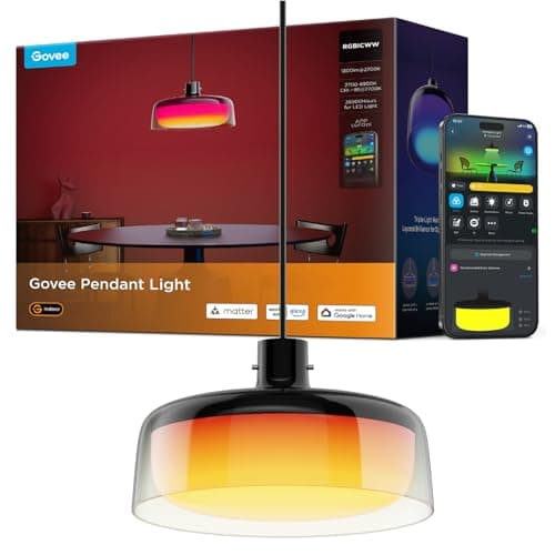 Govee Pendant Light for Kitchen Island, Three-Layer RGBIC Smart Lighting, Matter Compatible, 1300LM 2700K-6500K Dimmable Black Hanging Light Fixture Works with Alexa, Adjustable Height for Dining Room