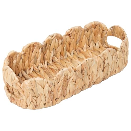 Coeusy Toilet Tank Basket,Toilet Paper Storage Basket Bathroom Counter Organizer Wicker Baskets for Organizing,Holds Up to 3 Mega Rolls,Natural Water Hyacinth Boho Decor Bathroom