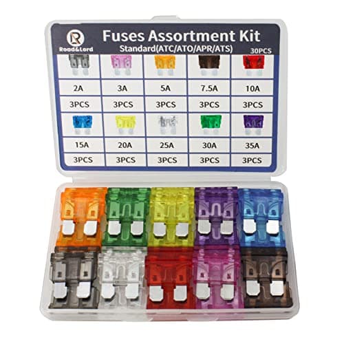 Auto Car Standard Blade Fuses Assortment Kit 30Pcs Standard Fuse 2A3A5A75A10A15A20A25A30A35A for Car Boat Truck SUV Automotive Replacement Fuses