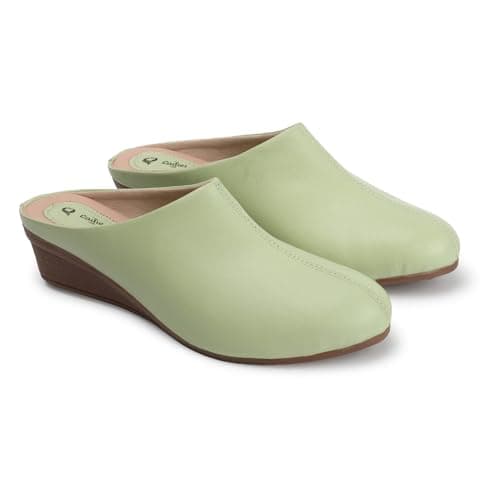 Ladies Hub Mules for Women Slip on Clogs Comfortable Formal & Casual Shoes & Sandals Girls (Light Green, 5)