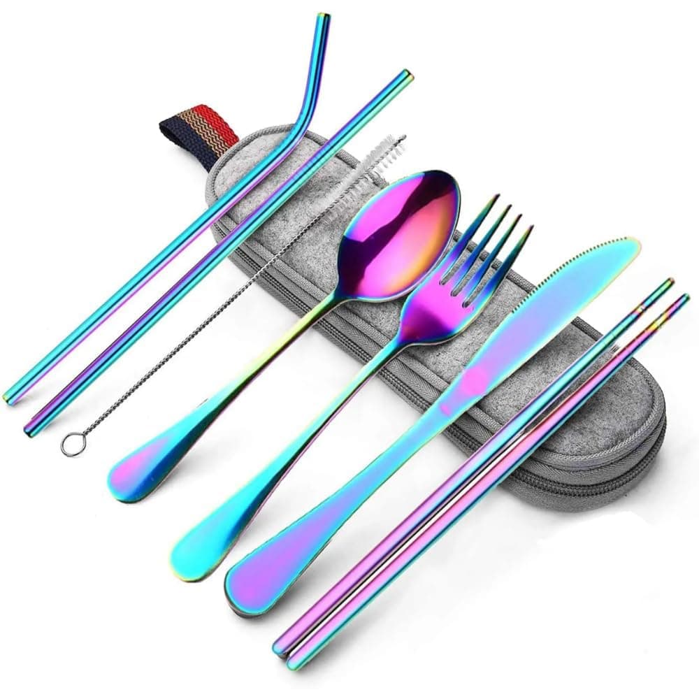 Cutlery Set Rainbow for Home Kitchen Cutlery Set for Steel Cutlery Utensil Set Durable Home Kitchen Eating Tableware Set Include Fork Knife Spoon Set New Kitchen Set Gift for Women