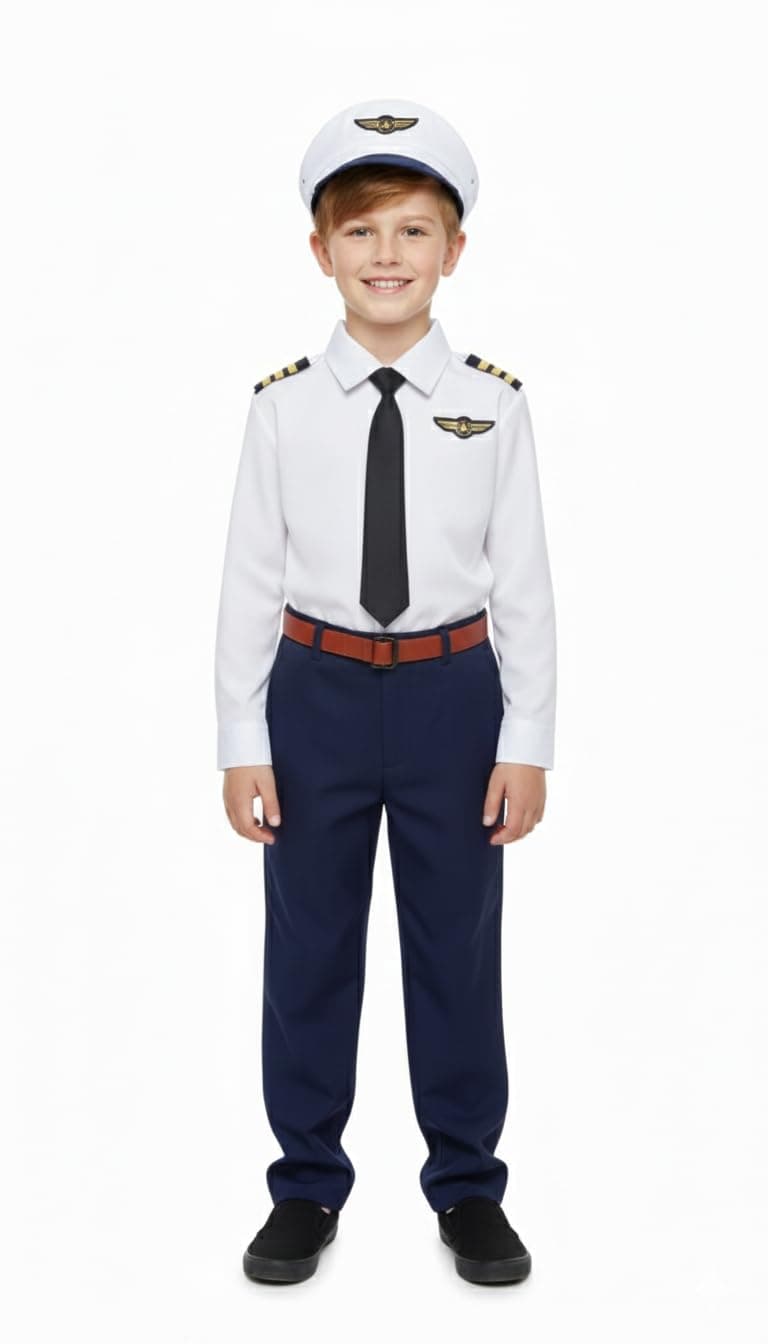 YUPPIN Community Helper Uniform Costume for Kids | Role Play pilot, Traffic police, Navy Fancy Dress for School Functions & Theme Parties (Pilot, 2-4 years)
