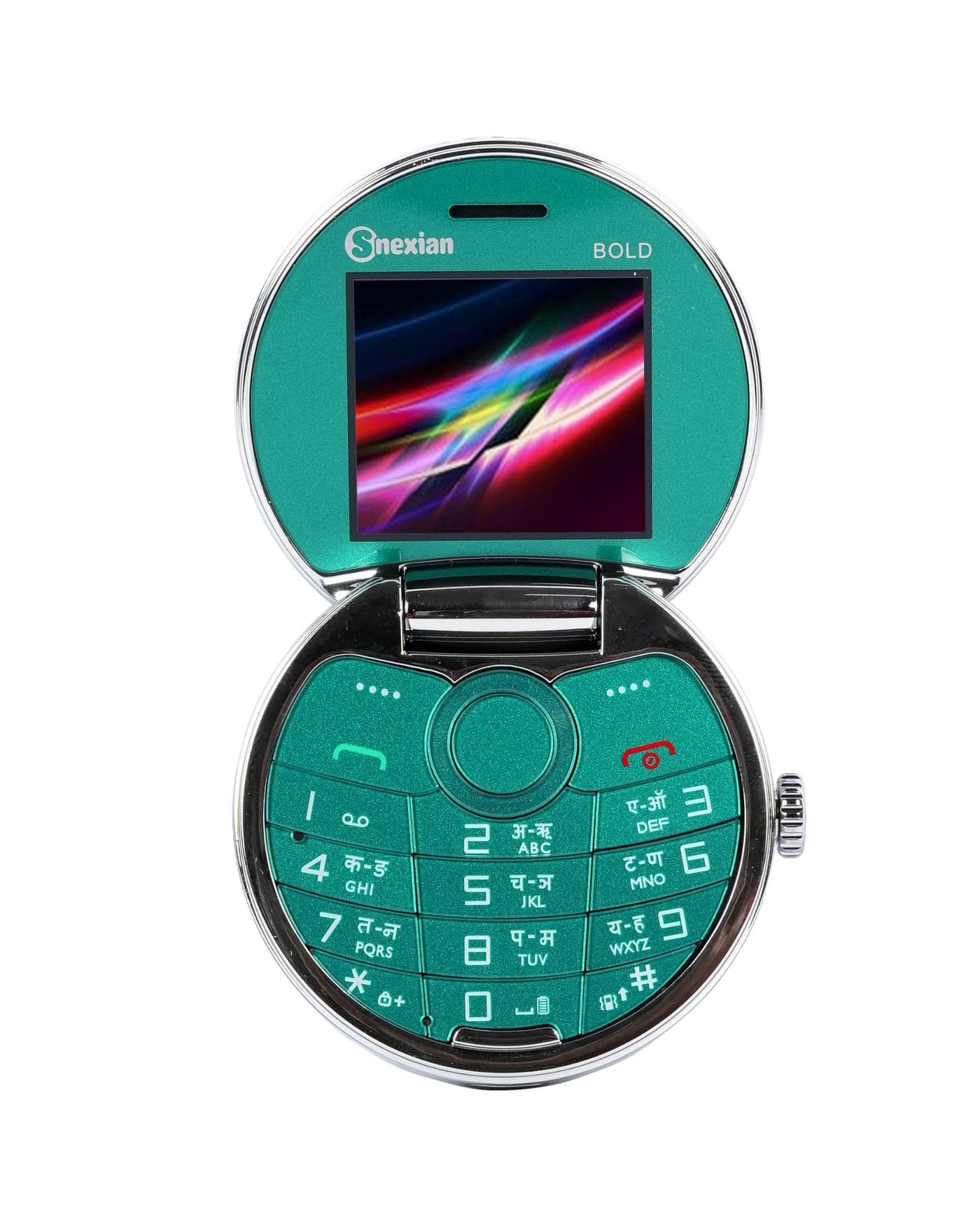 Snexian Bold Royal Flip Dual Sim |Keypad Mobile with 1.8" Display |Flip|Fold|Call & SMS Indicator|Crystal Back Panel |BT Dialer|Voice Changer|Long Lasting Battery|Camera|Feature Phone| Green