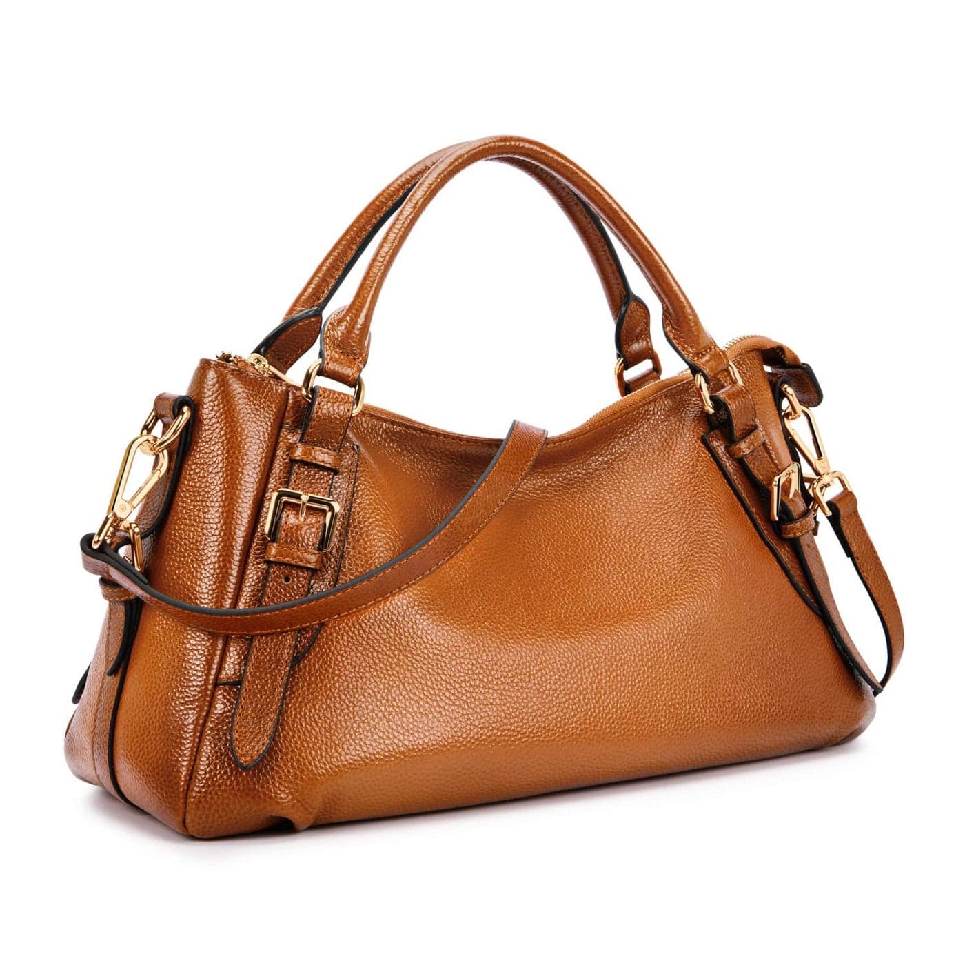 Kattee Womens Soft Genuine Leather Satchel Purses Top Handle Crossbody Bags Ladies Designer Medium Size Hobo HandbagsSorrel