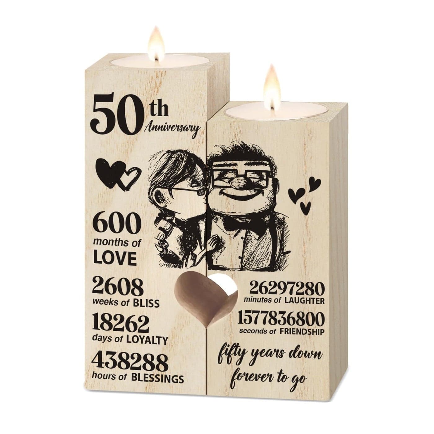 50th Golden Anniversary Wedding Gifts for Wife Couples Gifts Candlestick50th Wedding Anniversary Birthday Gifts for Wife from HusbandGolden Anniversary Presents for Wife WomenFifty Years for Her
