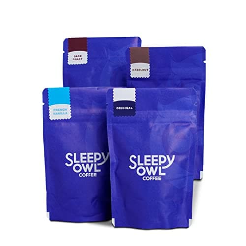 Sleepy Owl Ground Coffee Bag For French Press Sampler Pack | 50G X 4 Flavours - Dark Roast, Original Medium Roast, French Vanilla & Hazelnut | Coarse Grind | Directly Sourced From Chikmagalur