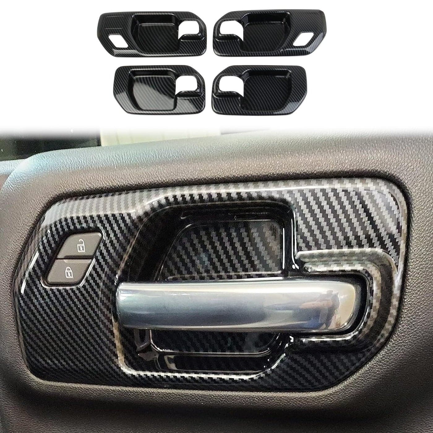 Fewshaw Carbon Fiber Inner Door Handle Bowl Cover Trim for 20192025 Chevy Silverado 1500GMC Sierra 1500 for 20202025 SierraSilverado 2500 3500 HD 4Door