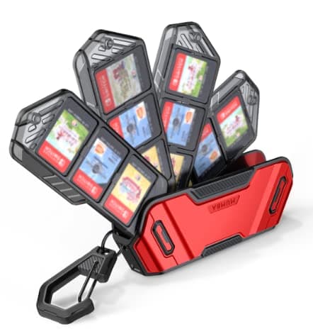 Mumba 12 Game Card Case for Nintendo Switch Game Cards, Portable and Exquisite Protective Hard Shell with 4 Layer Rotatable Holder for Nintendo Switch 2/Switch/Switch OLED/Lite (Ruddy)