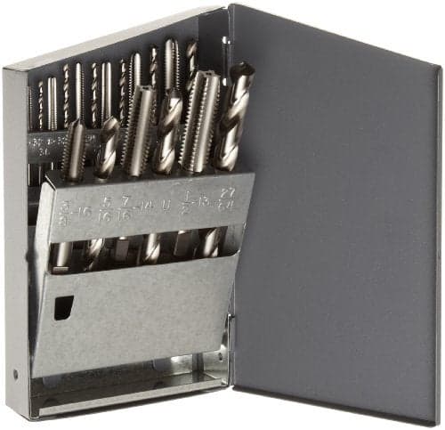Chicago-Latrobe® HT18 Jobber Drill and Plug Hand Tap Set, Fractional 18 Piece (52580)