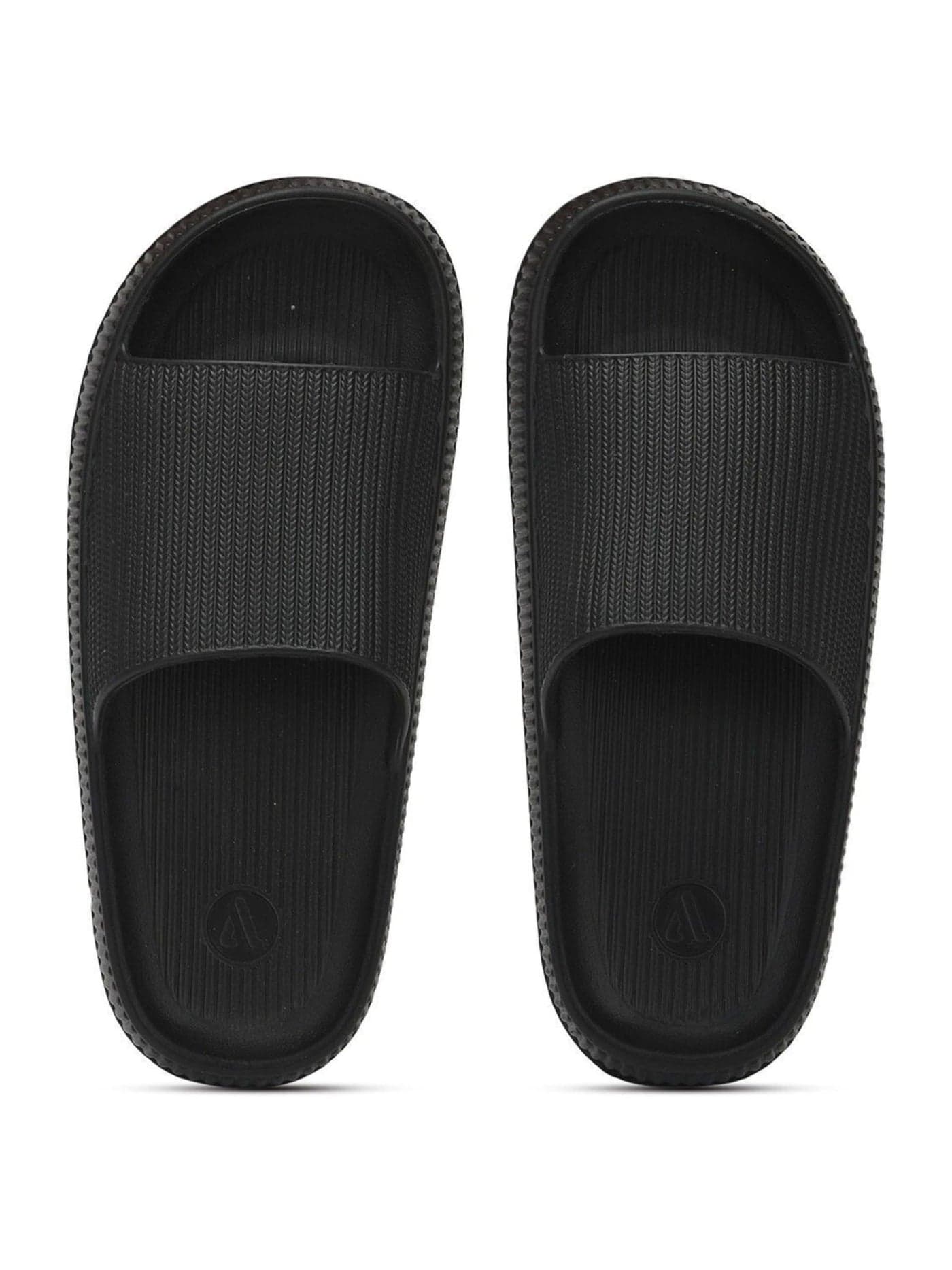 Aqualite NEO-354 Women's Slides Slippers | Slip-On Comfort Flat Base Flipflop Anti-Skid, Lightweight & Easy to Wear | Casual Home & Outdoor Sandals for Women Black