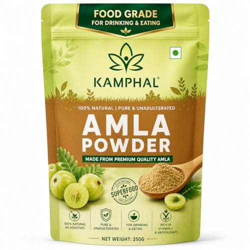 Kamphal Amla Powder 250 Gm for Eating, Drinking | 100% Natural Rich in Vitamin C and Anti-oxidants | No Added Preservatives | Indian Gooseberry Powder Good for Hair Growth, Skin, Digestion
