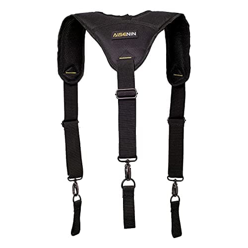 AISENIN Heavy-Duty Tool Belt Suspenders for Men, 3 Point Padded Suspenders Construction Suspender for Tool Belt