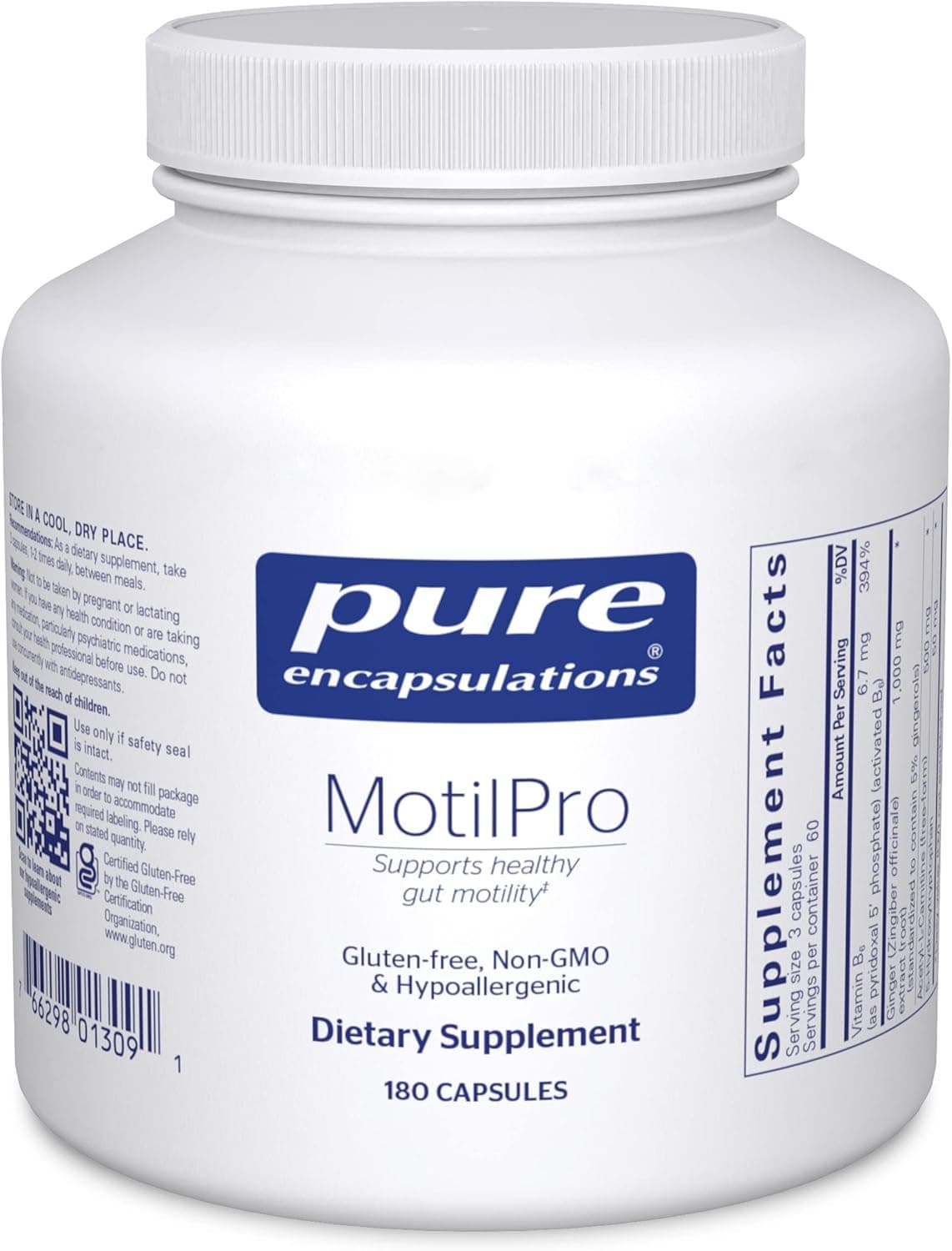 Pure Encapsulations MotilPro Hypoallergenic Dietary Supplement to Promote Healthy Gut Motility 180 Capsules