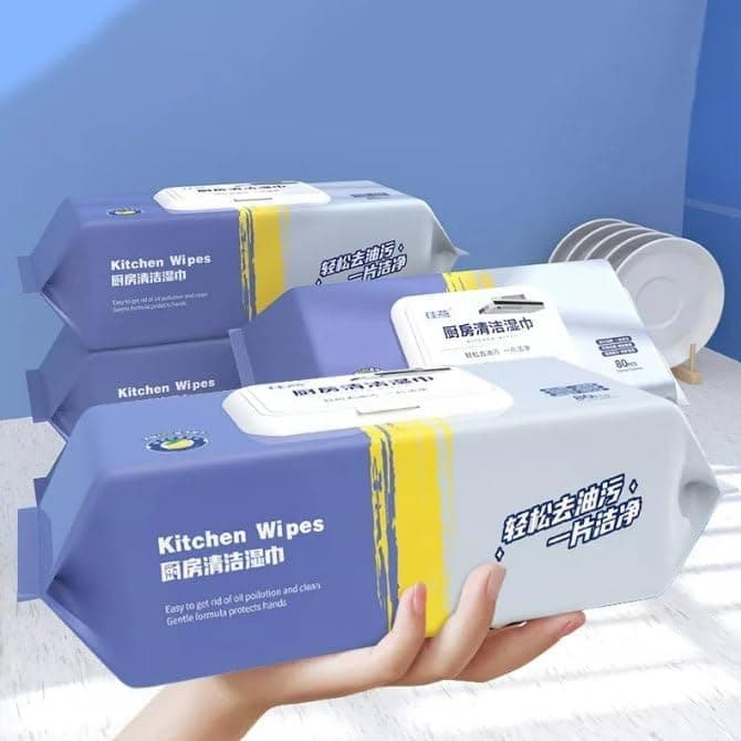 PAGHADI 80 Sheets Kitchen Cleaning WipesDecontamination Wet Wipes Kitchen Tisuue For pans bowls kitchen tabletop ceramic tiles sinks Pack Of 1