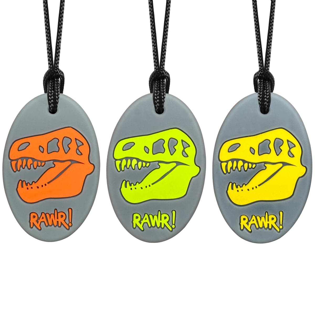 Xtra Tough XT Dino Sensory Chew Necklace for Kids Boys or Girls Chewing Necklace Teething Necklace Teether Necklace Chew Toys Teething Toys Designed for Autism Aggressive Chewers