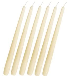 Indoblaze Unscented Ivory Taper Candles | Long Candles for Home Decor | Candle Sticks Pack of 6, Paraffin Wax