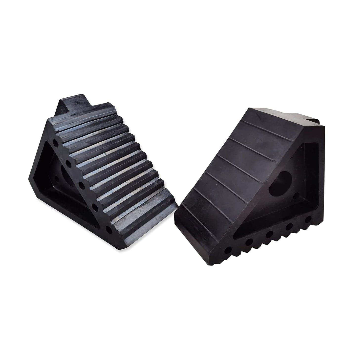 HOXWELL Solid Heavy Duty Rubber Wheel Chocks 2 Packs Premium Chock for Car Travel Trailers RV Truck and ATV2 pcs Black 8 x 4 x 6