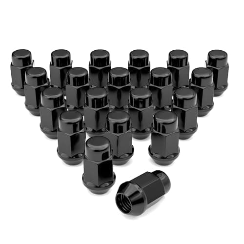 EZISOE 12 x 20 Lug Nuts 20PCS Wheel Lug Nut Set Closed Bulge Acorn Spline 138 Tall 19mm Hex Black Lug Nuts for Bronco Mustang Cherokee Liberty Ranger Exlporer YJ Aftermarket Wheels