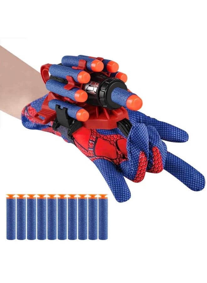 Spider Web Shooters with Gloves, Wrist Launcher Toy with 10 Soft Bullets, Spider - Man Launcher Wrist Toy Set, Superhero Role Play Toys for Kids, Kids Classroom Prizes, Gift for Birthday, Halloween, Cosplay