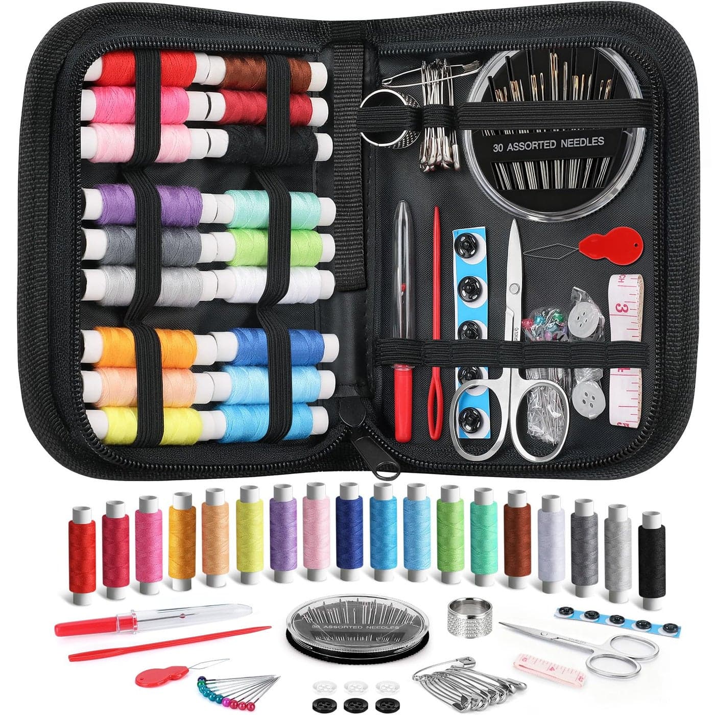 Coquimbo Sewing Kit Gifts for Mom Grandma Women Men Teen Girls Boys Beginner Traveler Portable Sewing Supplies Accessories Contains Thread Needles Scissors Dorm Room Essentials Black M