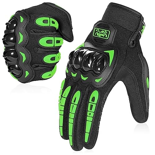 COFIT Motorcycle Gloves Breathable, Touchscreen Motorbike Gloves Anti-Slip with Good Grip Hard Knuckles Protection for Men Women Motocross, BMX ATV MTB Cycling, Road Racing - Green XL