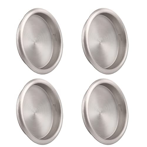 HOMOTEK 4 Pack Closet Door Finger Pull 2-1/16”, Easy Snap in Installation, Satin Nickel Finish,Fits a 5/16”Depth x 2-1/16" Diameter Opening Hole